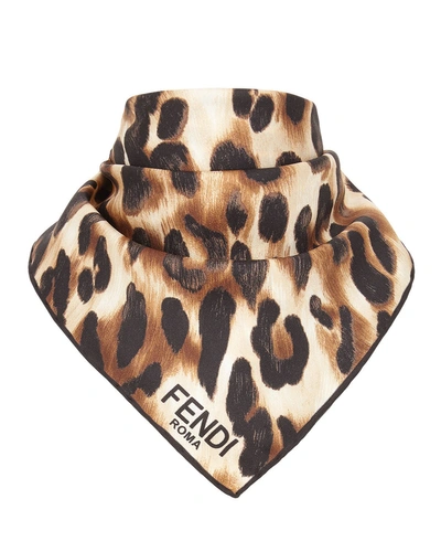 Fendi Leopard Ff Gradient Silk Scarf In Multicolore