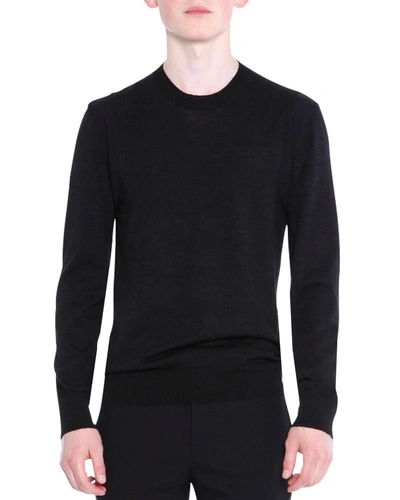 Lanvin Crewneck Wool/silk Knit Sweater, Black