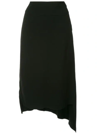 Jil Sander Pleated Detail Asymmetric Midi Skirt In Black