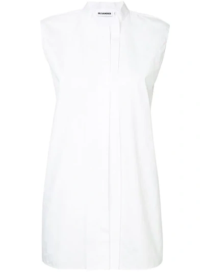 Jil Sander Sleeveless Band Collar Shirt In White