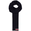 MONCLER NAVY RIBBED-KNIT WOOL SCARF,2971073