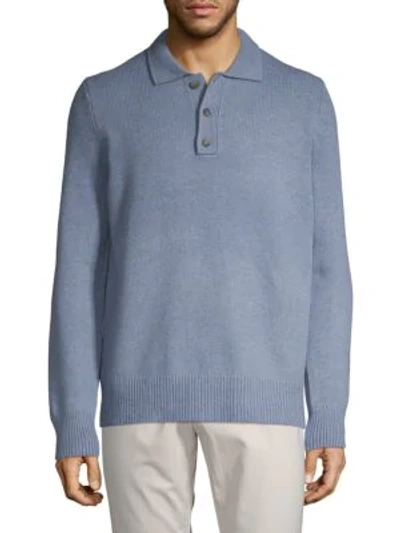Vince Textured Wool & Cashmere Polo In Jeans