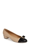 Ferragamo Beige And Black Nappa Leather Pumps In Bisque/ Black