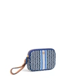 Tory Burch Gemini Link Canvas Wristlet In Bondi Blue Gemini Link