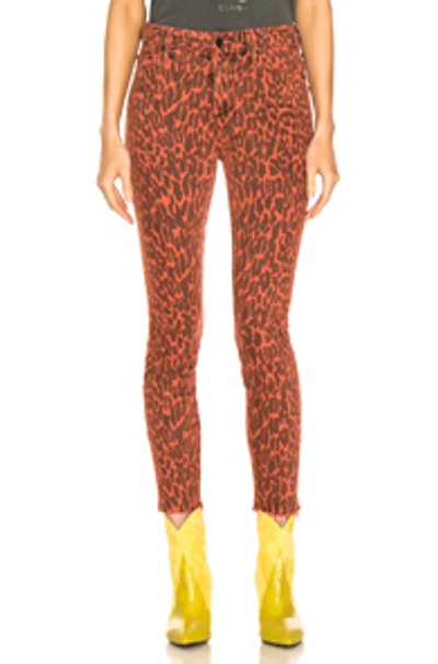 Mother Looker High-rise Leopard Ankle Fray Skinny Jeans In Animal Attraction