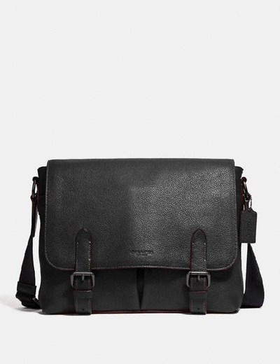 Coach Metropolitan Refined Leather Crossbody Briefcase In Black/black Antique Nickel