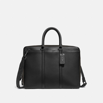 Coach Metropolitan Slim Brief In Black Copper/black