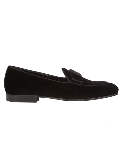 Dolce & Gabbana Grosgrain-bow Velvet Loafers In Black