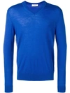 Pringle Of Scotland V-neck Merino Wool Jumper In Blue