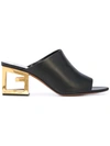 Givenchy Triangle Leather Mules In Black