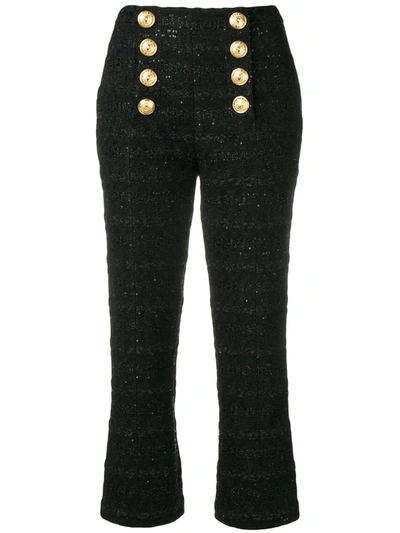 Balmain Decorative Buttons Cropped Trousers In Black