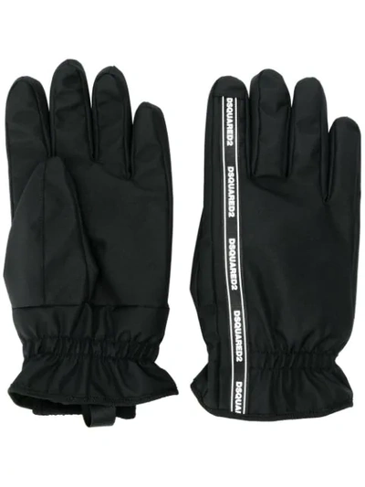 Dsquared2 Logo Stripe Gloves - 黑色 In Black