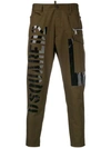 DSQUARED2 TAPERED LOGO PRINT TROUSERS