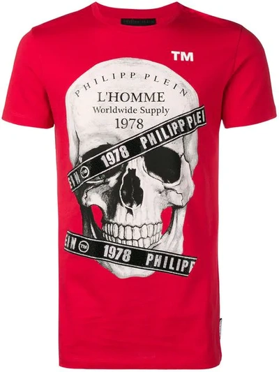 Philipp Plein L'homme Skull Print T-shirt In Red