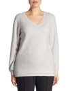 SAKS FIFTH AVENUE PLUS V-NECK CASHMERE KNITTED SWEATER,0400010380457