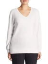 SAKS FIFTH AVENUE Plus V-Neck Cashmere Knitted Sweater