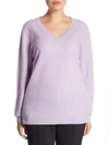 SAKS FIFTH AVENUE PLUS V-NECK CASHMERE KNITTED SWEATER