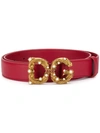 Dolce & Gabbana Calfskin Belt With Dg Amore Logo In Red