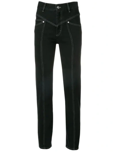 Isabel Marant Lorricka High-waist Contrast-stitched Jeans In Black