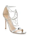 GIANVITO ROSSI Crystal-Embellished Metallic Leather Sandals