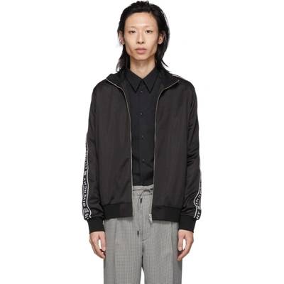 Givenchy Ticker Sleeve Logo Zip Up Track Jacket In Black