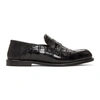 LOEWE LOEWE BLACK CROC LEATHER SLIP-ON LOAFERS