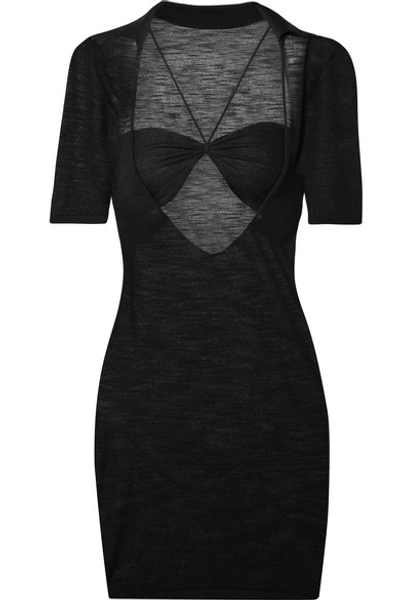 Jacquemus La Dressing Gown Piana Viscose Knit Mini Dress In Black