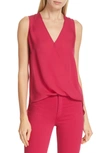 L Agence Mila Draped Silk Surplice Blouse In Magenta