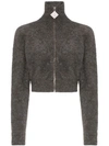 ALESSANDRA RICH CRYSTAL EMBELLISHED CROPPED MOHAIR BLEND CARDIGAN