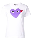 Comme Des Garçons Play White & Purple Large Double Heart T-shirt In White