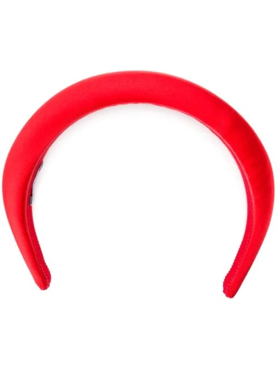 Prada Raso Logo Padded Silk Headband In Fiery Red