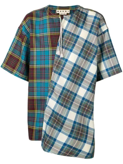 Marni Contrast Plaid T-shirt - 蓝色 In Blue