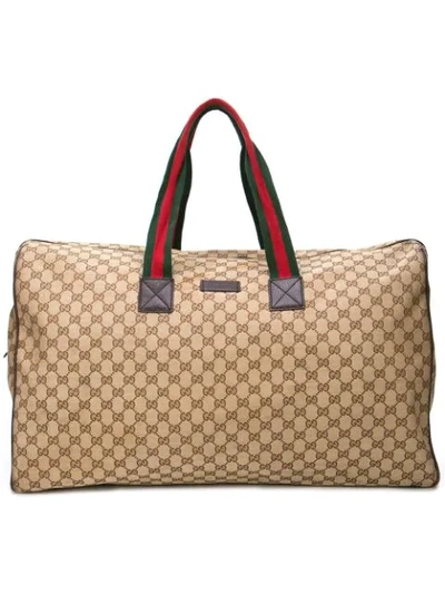 Pre-owned Gucci Monogram Duffle Bag In Brown