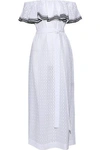 LISA MARIE FERNANDEZ LISA MARIE FERNANDEZ WOMAN OFF-THE-SHOULDER BRODERIE ANGLAISE COTTON MAXI DRESS WHITE,3074457345619750229