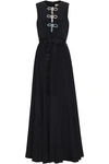 EMILIO PUCCI WOMAN CRYSTAL AND BOW-EMBELLISHED SILK CREPE DE CHINE MAXI DRESS BLACK,GB 76461509357231