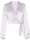 NANUSHKA SALOME TIE WAIST CROPPED WRAP SHIRT