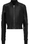 RICK OWENS RICK OWENS WOMAN CROPPED SILK-SATIN BOMBER JACKET BLACK,3074457345620133715