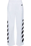 OFF-WHITE OFF-WHITE™ WOMAN PRINTED COTTON-BLEND STRAIGHT-LEG PANTS WHITE,3074457345618454760