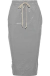 RICK OWENS DRKSHDW WOMAN COATED-COTTON PENCIL SKIRT STONE,US 963761163130