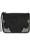 MCQ BY ALEXANDER MCQUEEN MCQ ALEXANDER MCQUEEN WOMAN CUTOUT STUDDED PEBBLED-LEATHER POUCH BLACK,3074457345620050191