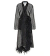 PRADA FEATHER-TRIMMED SILK ORGANZA COAT,P00366325