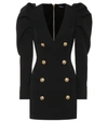 BALMAIN DOUBLE-BREASTED WOOL MINIDRESS,P00352255