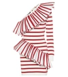 BALMAIN ONE-SHOULDER STRIPED KNIT DRESS,P00352350