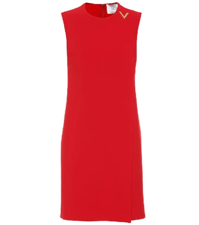 Valentino Sleeveless Jewel-neck Double-crepe Shift Dress In Red