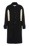 JW ANDERSON BELTED CASHMERE-PANELED WOOL-CREPE COAT,724416