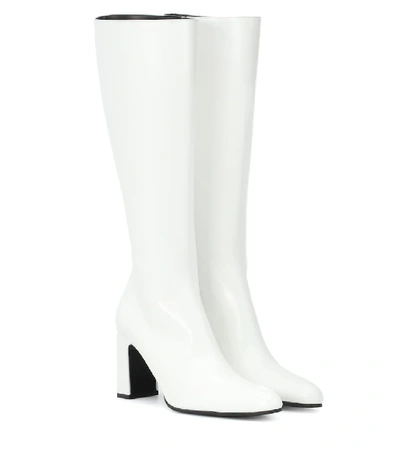 Balenciaga Block-heel Knee-high Leather Boots In White