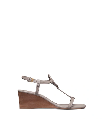 Tory Burch Miller Sandal Wedges, Tumbled Leather In Dust Storm