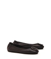 Tory Burch Minnie Travel Ballet Flat, Leather In Black