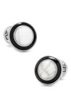 Cufflinks, Inc Jade-inlay Stainless Steel Cuff Links With Onyx Trim In White