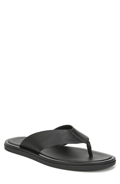 Vince Dean Leather Flat Thong Sandals In Black